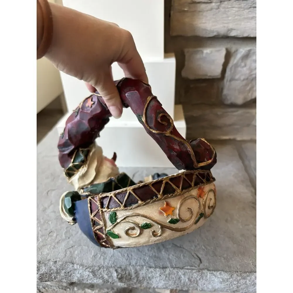 Vintage Christmas Snowman Decorative Candy Basket Centerpiece Resin 3D 90s Y2K